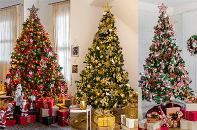 Conjunto De Árvore De Natal Pequena Reunida Para Uso