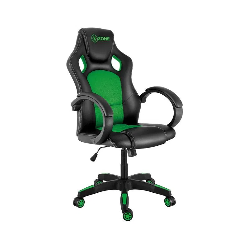 Cadeira gamer boa e barata na cor preta com detalhes em verde no assento e no encosto