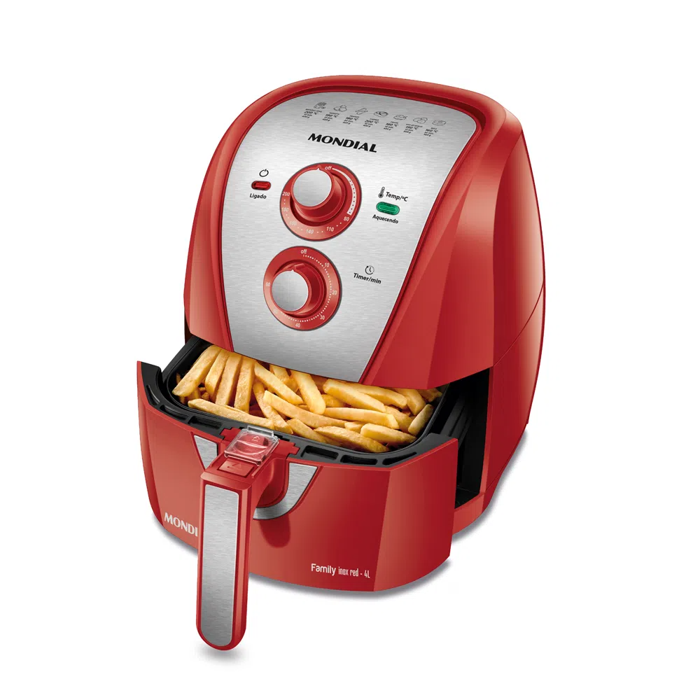 Fritadeira Elétrica Air Fryer Mondial AFN-40-RI 4L inox vermelha