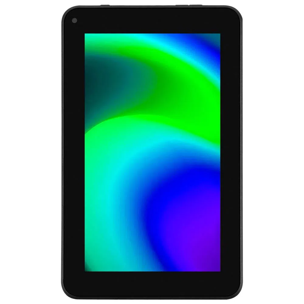 Tablet preto da marca multilaser no tamanho de 5,50 cm  x 28 cm