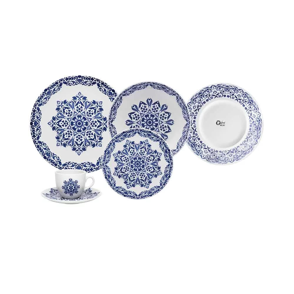 Aparelho de Jantar e Chá Oxford Blue Indian em Porcelana 20 Peças