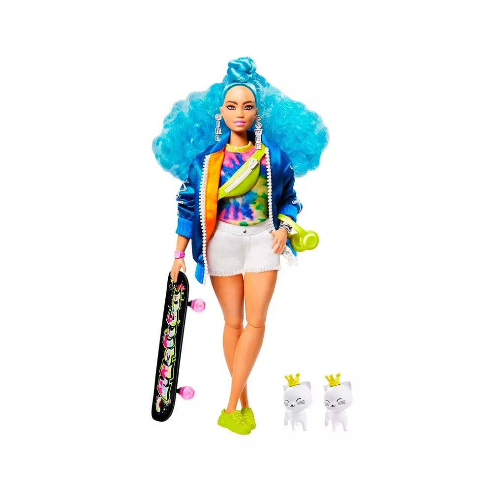 Boneca Barbie Fashionista Extra cabelo azul multicolorido