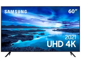 Smart Tv 60 Polegadas UHD 4K 60AU7700 Processador Crystal Tela sem Limites Samsung