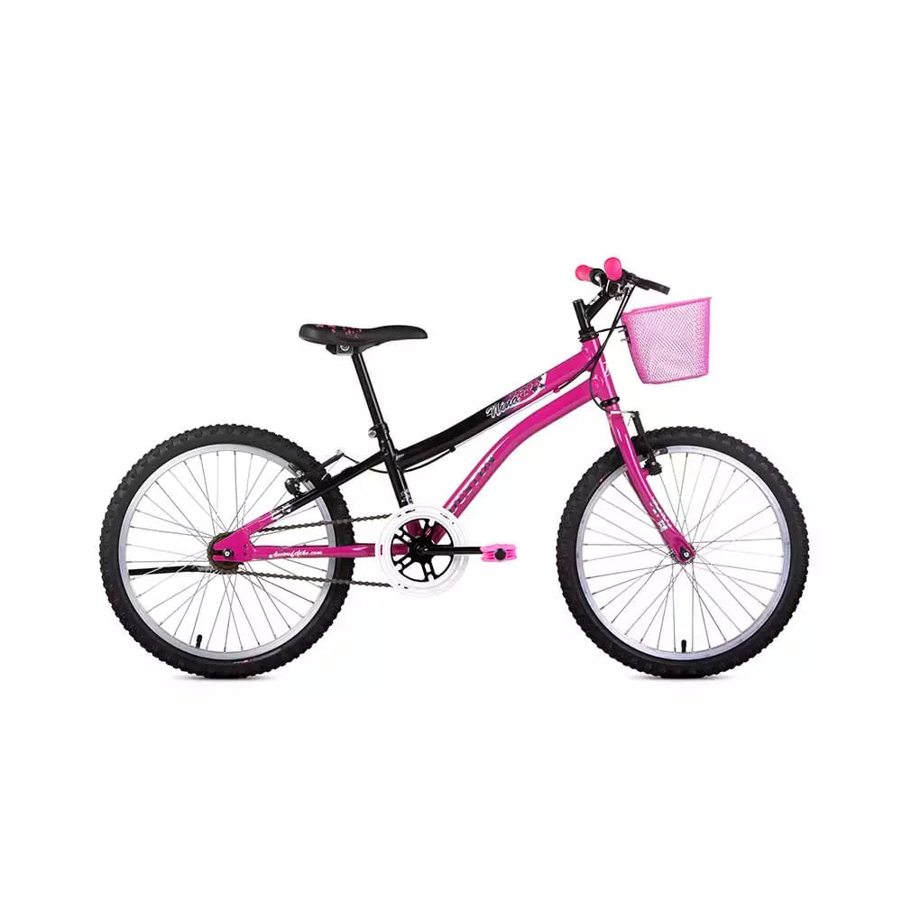 Bicicleta Aro 20 Rosa e Preta com Cesta
