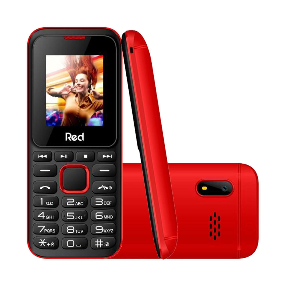 celular Red Mobile Fit Music 2 Preto e Vermelho Dual Chip com Lanterna