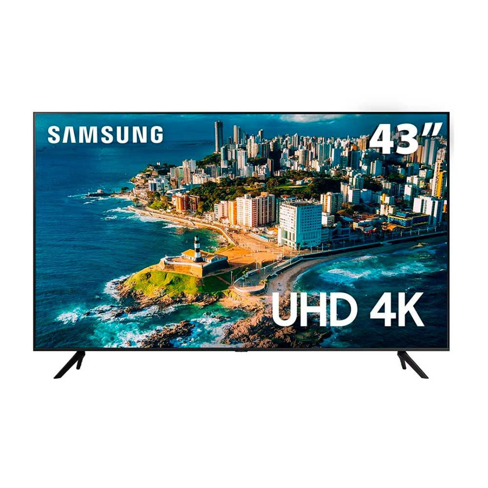 Smart TV 43 UHD 4K Samsung 43CU7700, Processador Crystal 4K Samsung Gaming Hub, Visual Livre de Cabos Tela sem limites