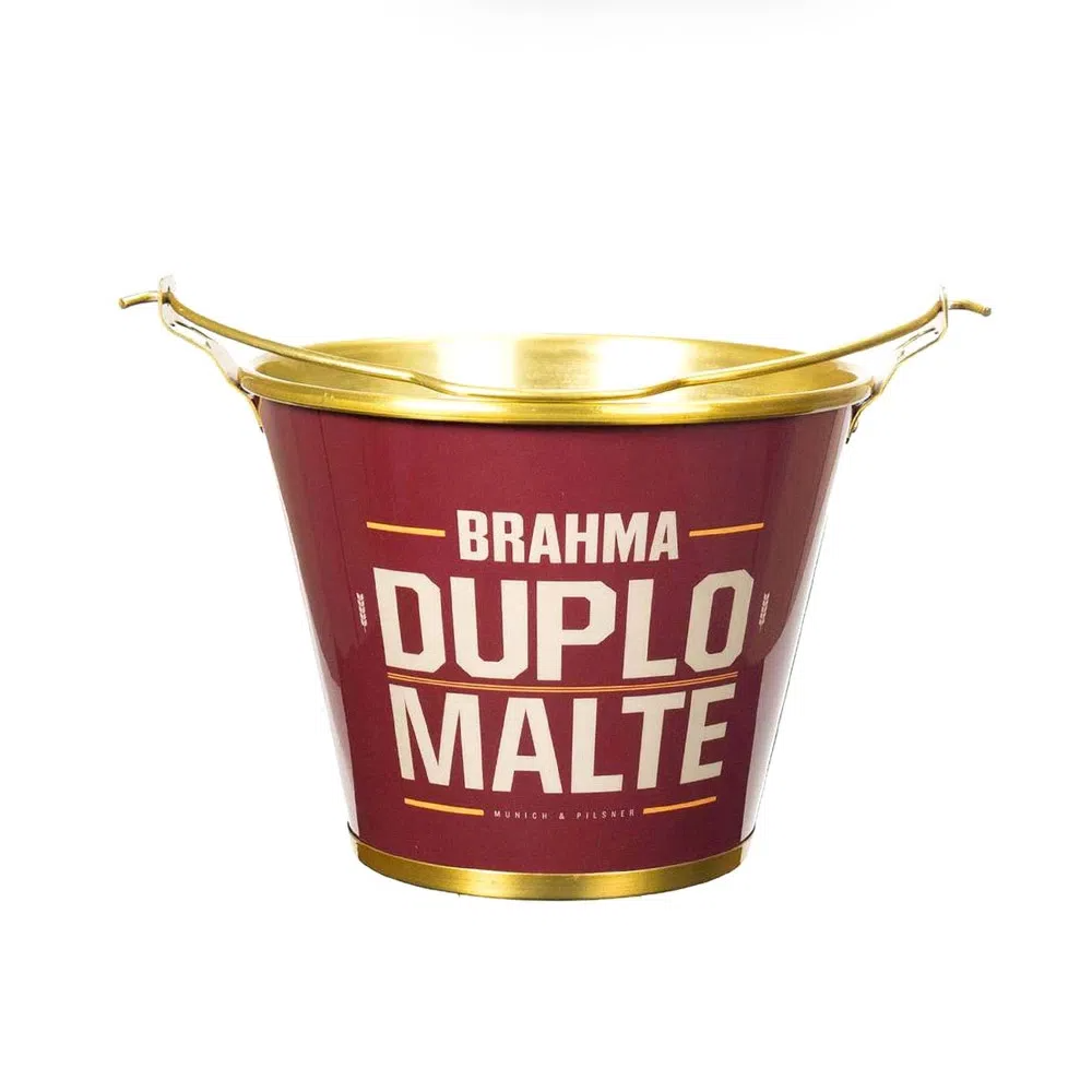 Balde de Gelo Alumiart Brahma Duplo Malte em Alumínio Vermelho e Dourado 5L