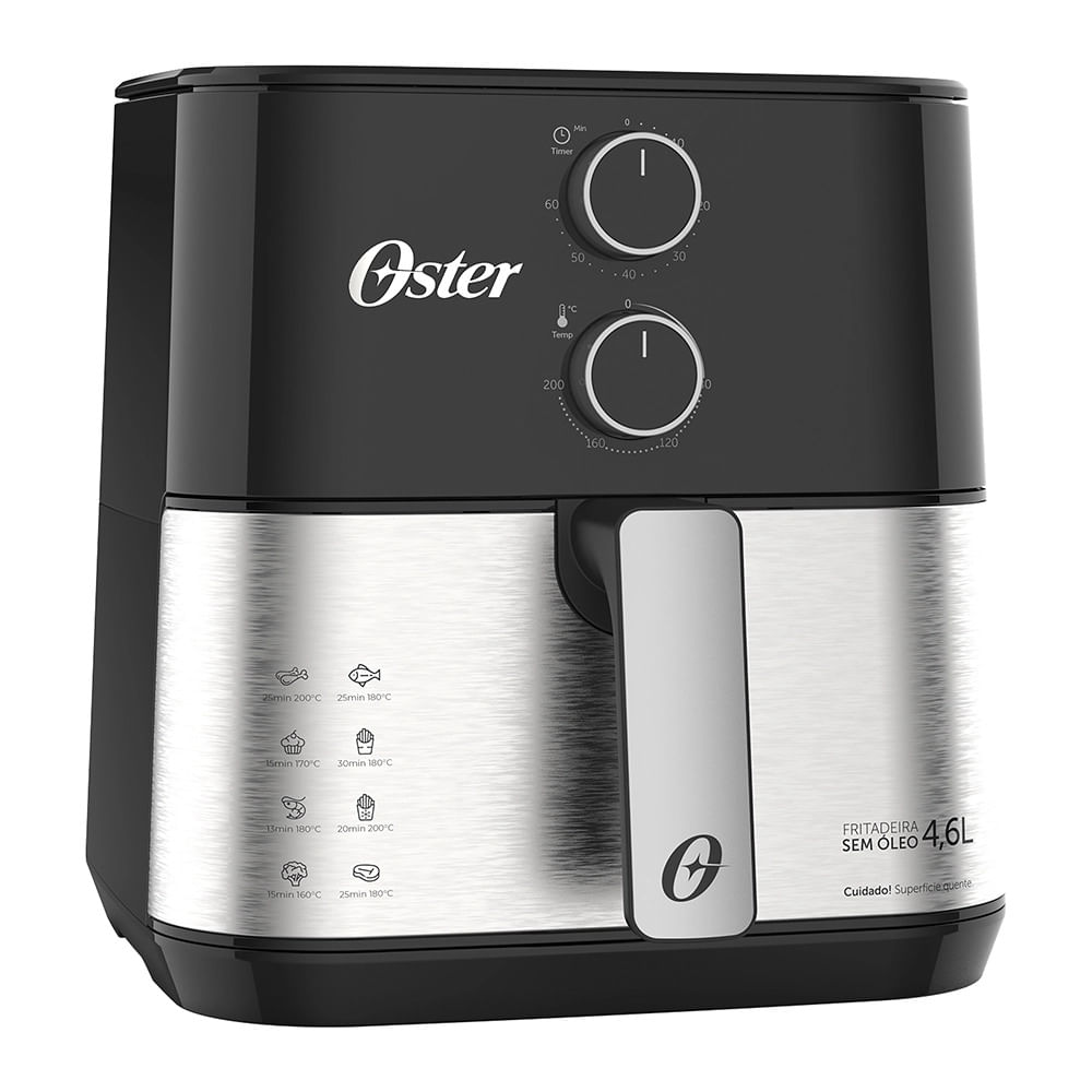 Fritadeira Elétrica Air Fryer, marca Oster, modelo OFRT520, capacidade 4,6L, cor Preta