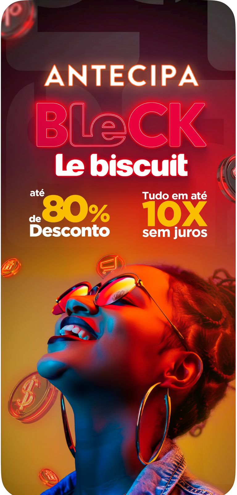 Oferta antecipa black friday no app da le biscuit. Até 80% de desconto, tudo em 10x sem juros