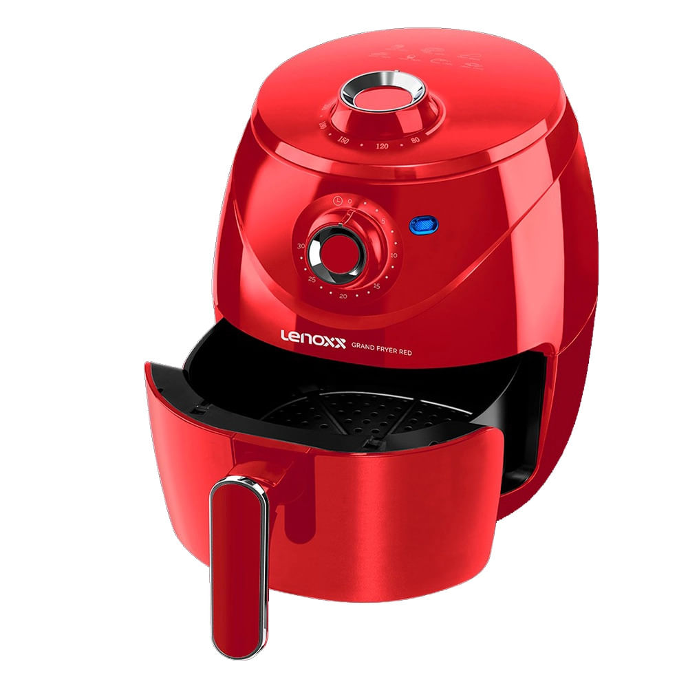 Fritadeira Elétrica Air Fryer da marca Lenoxx, modelo Grand Fryer PRF911, capacidade 4L, cor Vermelha