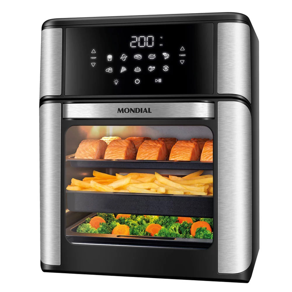 Fritadeira Elétrica Air Fryer Mondial Forno Oven AFON-12L-BI-BC 12L