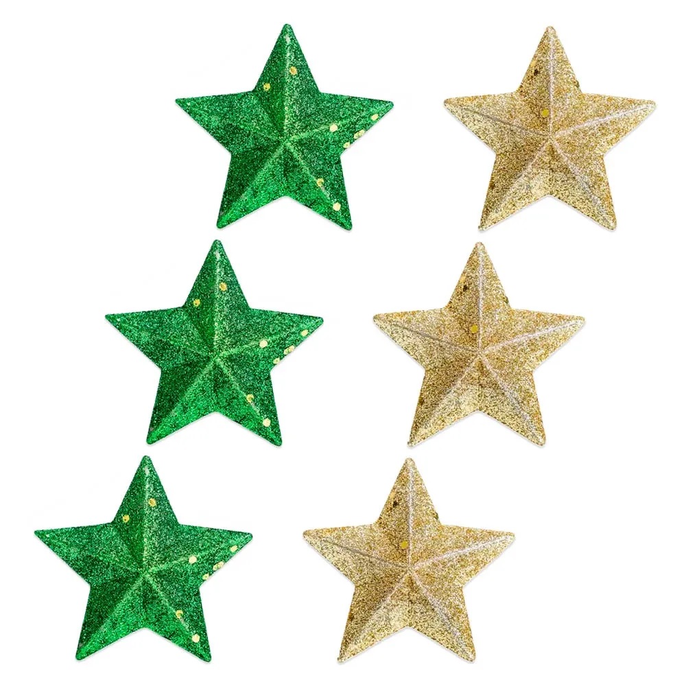 Estrelas de árvore de Natal verdes e douradas