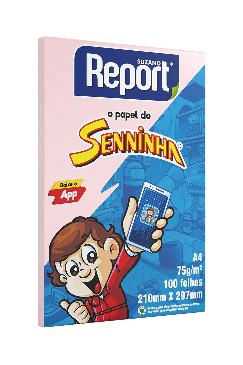 Papel Sulfite A4 Report Senninha Rosa com 100 Folhas 75g