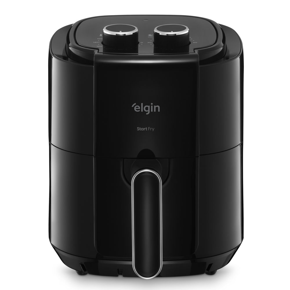 Air Fryer Elgin Start Fry Preta 220V Fritadeira elétrica Air Fryer Elgin Start Fry preta, com painel manual e estrutura compacta