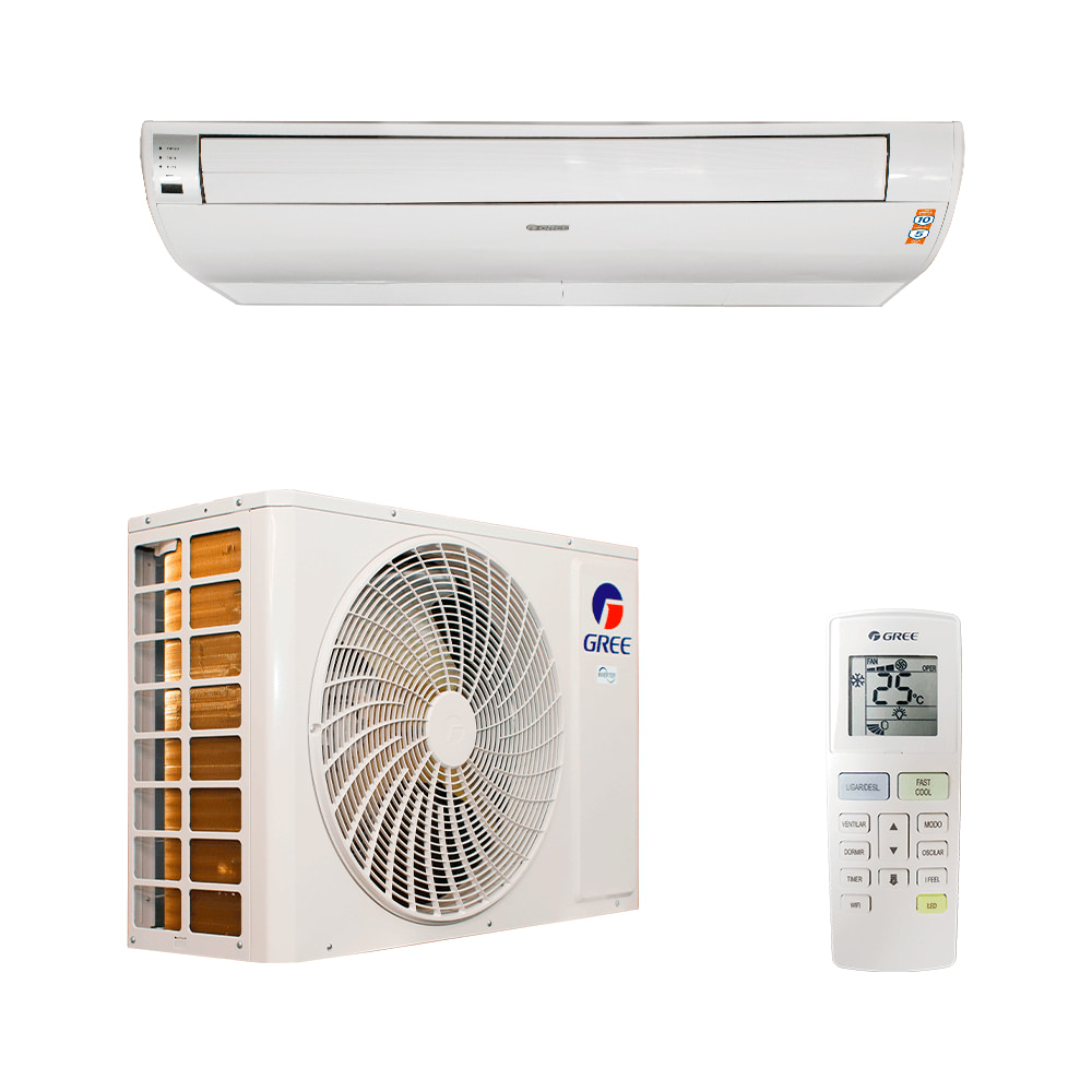 Ar-condicionado Piso Teto Gree 12000 BTUs Inverter com controle remoto Ar-condicionado piso teto Gree 12000 BTUs com unidade externa e controle remoto digital.