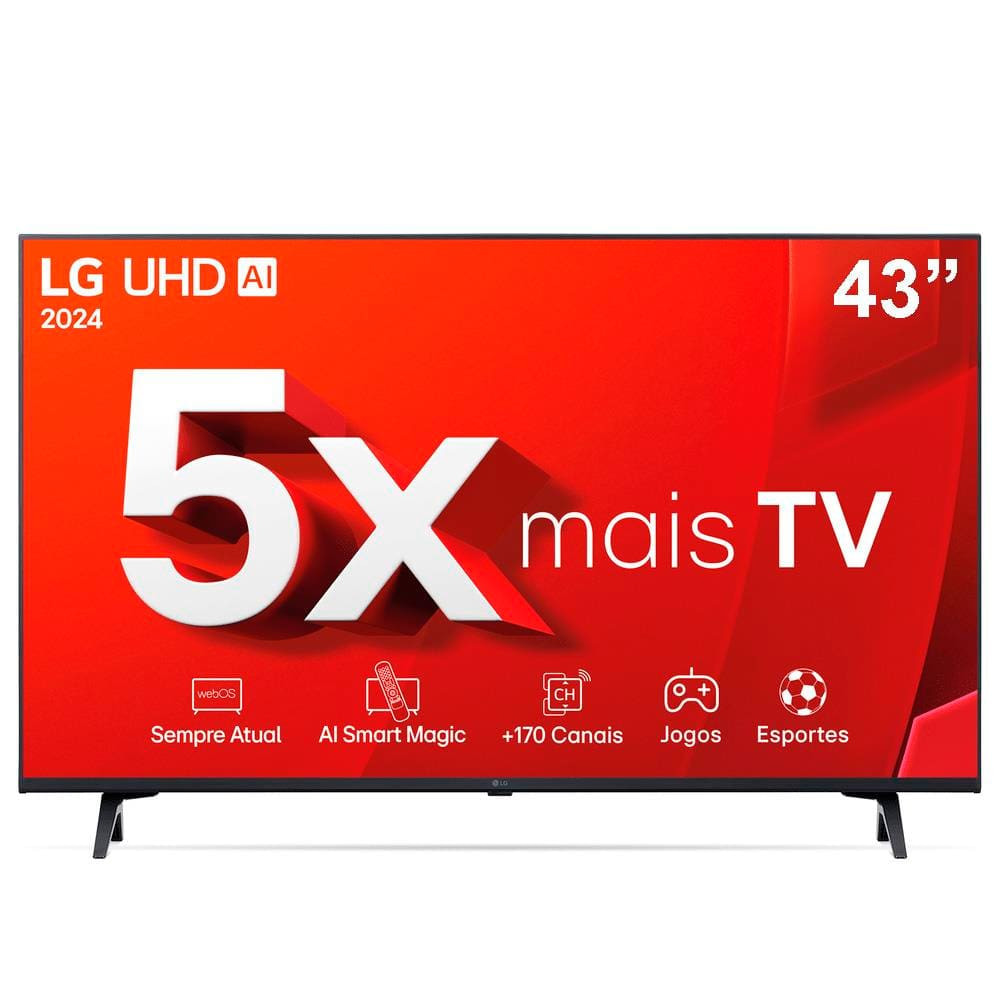 Smart TV LG 43” 4K Ultra HD 43UT800 com Painel LCD Smart TV LG 43UT800 43 polegadas com resolução 4K Ultra HD e tela LCD