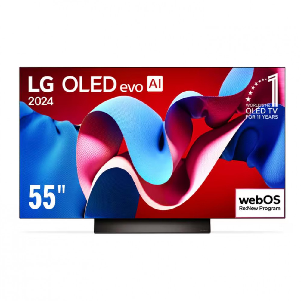 Smart TV LG OLED evo AI 55 Imagem da Smart TV LG OLED evo AI 55 polegadas, modelo 2024, com inteligência artificial e sistema operacional webOS.