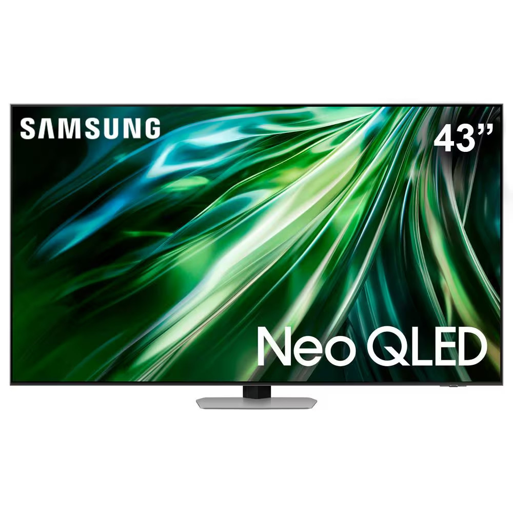 Smart TV Samsung 43” Neo QLED 4K Ultra HD Smart TV Samsung 43 polegadas Neo QLED 4K com design moderno e alta definição de imagem.