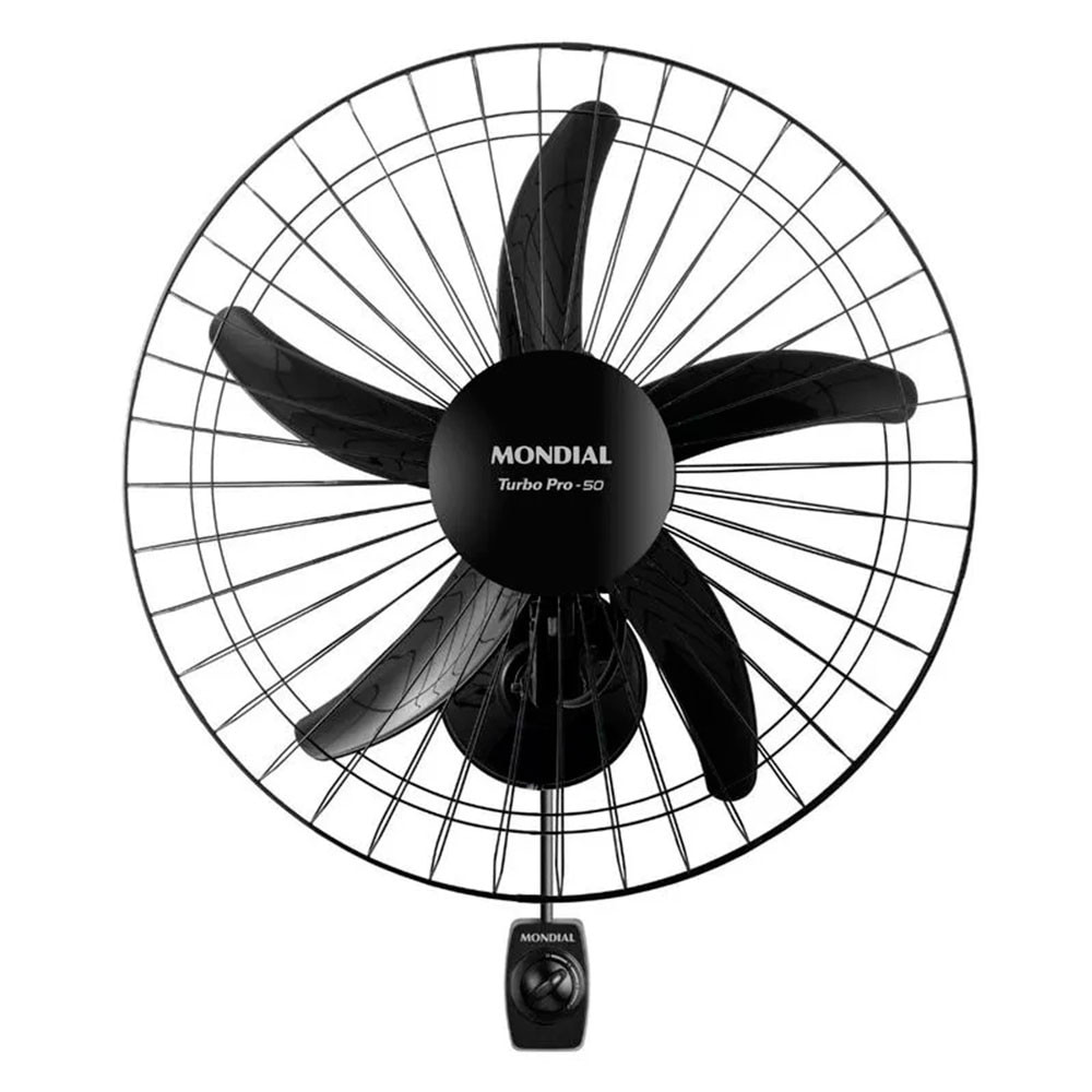 Ventilador de Parede Mondial Turbo Pro 50cm com 6 Pás – Preto Ventilador de parede Mondial Turbo Pro 50cm com 6 pás pretas, ideal para ambientes grandes e ventilação potente