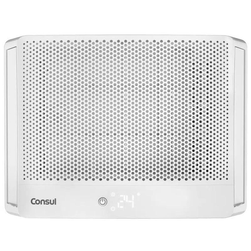 Ar-condicionado de Janela Consul 10.000 BTUs Frio – Compacto e Econômico Ar-condicionado de janela compacto da marca Consul com 10.000 BTUs, na cor branca, com painel frontal perfurado e display digital.