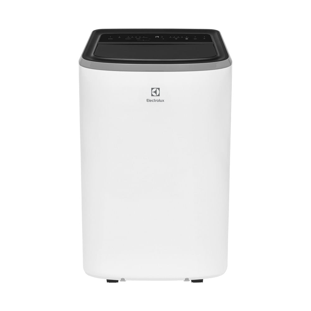 Ar-condicionado Portátil Electrolux 12.000 BTUs Frio Ar-condicionado portátil Electrolux com 12.000 BTUs, função apenas frio, design compacto na cor branca, com painel digital e rodinhas para transporte.