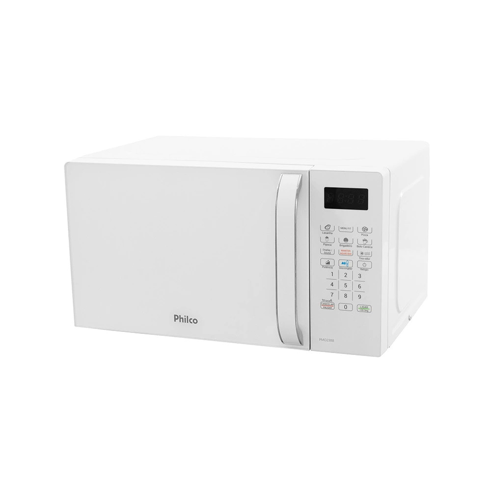 Micro-ondas Philco 20 Litros Branco com Painel Digital Micro-ondas Philco branco de 20 litros com painel digital e diversas funções, ideal para aquecer e preparar refeições rápidas.