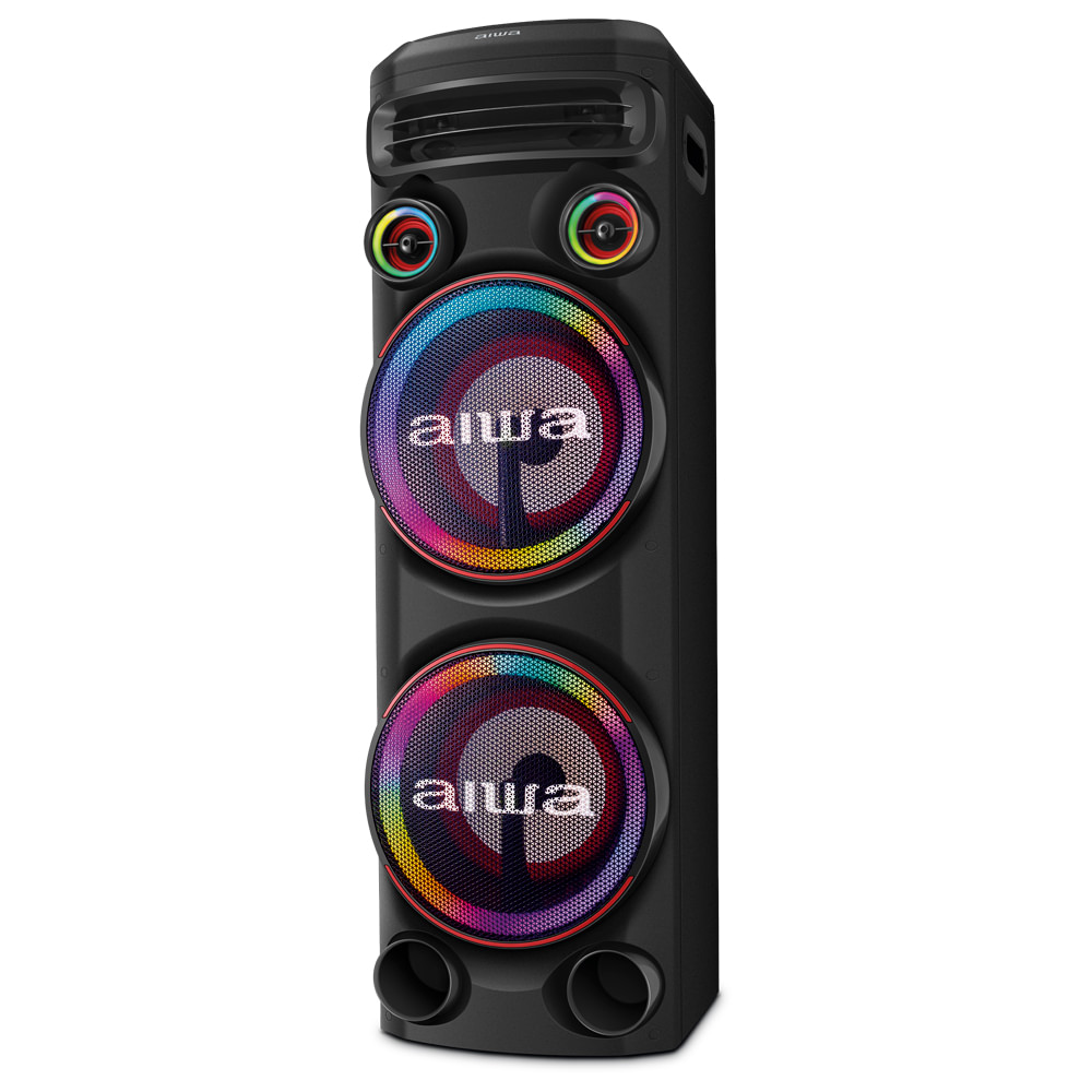 Caixa de Som Torre Aiwa Preta Caixa de som amplificada Aiwa torre preta, com design moderno
