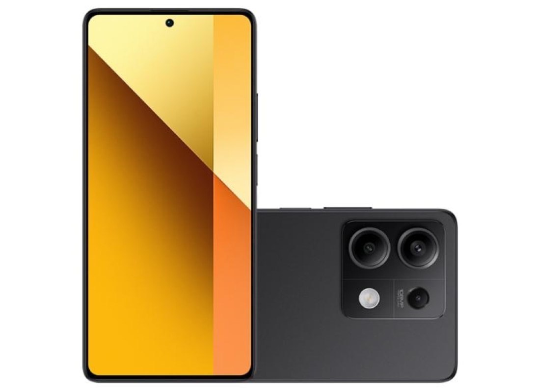 Smartphone Infinix Zero 30 5G com Câmera Tripla e 256GB Imagem do smartphone Infinix Zero 30 5G preto, exibindo a tela grande com furo para câmera frontal e módulo traseiro com câmera tripla e flash