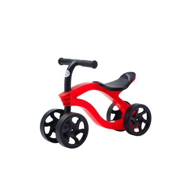 Bicicleta de equilíbrio infantil futurista sem pedal 4 rodas vermelha e preta