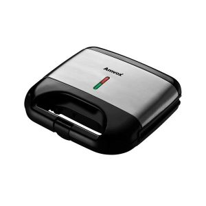 Grill e sanduicheira elétrica Amvox AMS 500 preta e inox com luz indicadora, 750W 220V