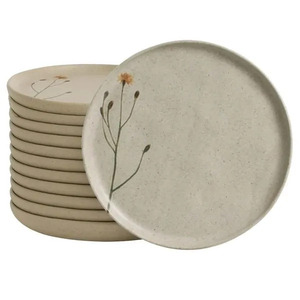 Jogo Mesa Posta 12 Pratos Rasos 27cm Cerâmica Decorada Bio Campestre Porto Brasil