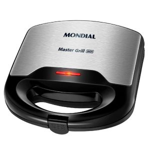 Sanduicheira e grill elétrica Mondial Master S-20 preto e inox com luz indicadora 750W 220V