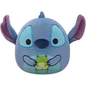 Pelúcia do personagem Stitch segurando um sapo.