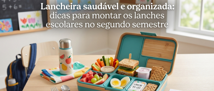 lancheira aberta com lanchinhos organizados