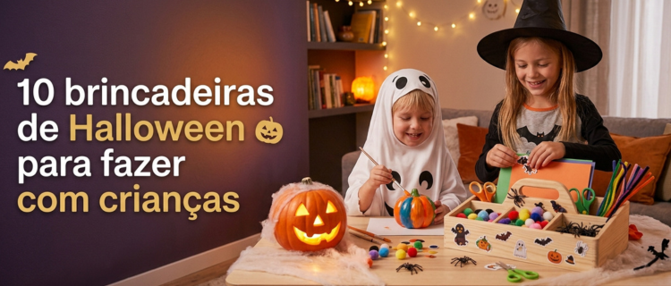 crianças fantasiadas brincando no halloween